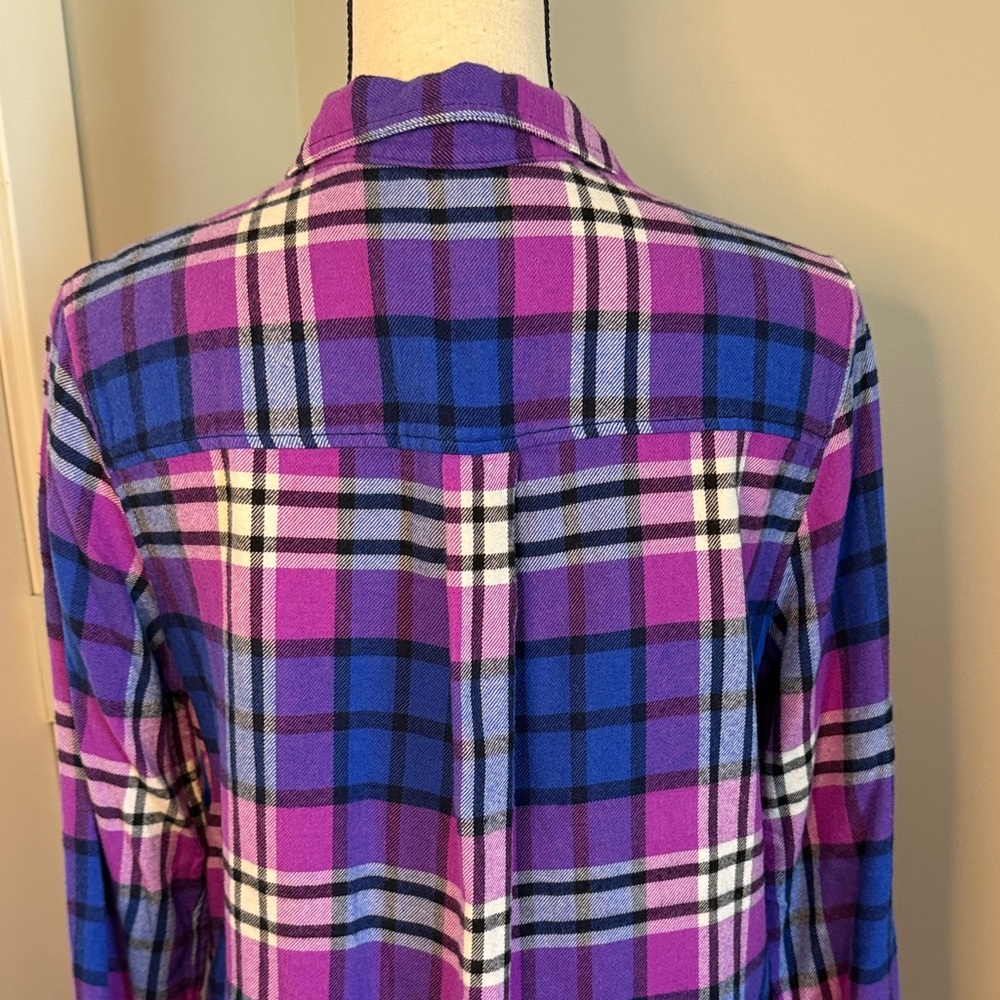 Express Purple & Blue Plaid Button-Down Shirt - Picture 4 of 5
